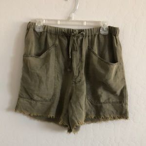 Free people green high waisted linen shorts